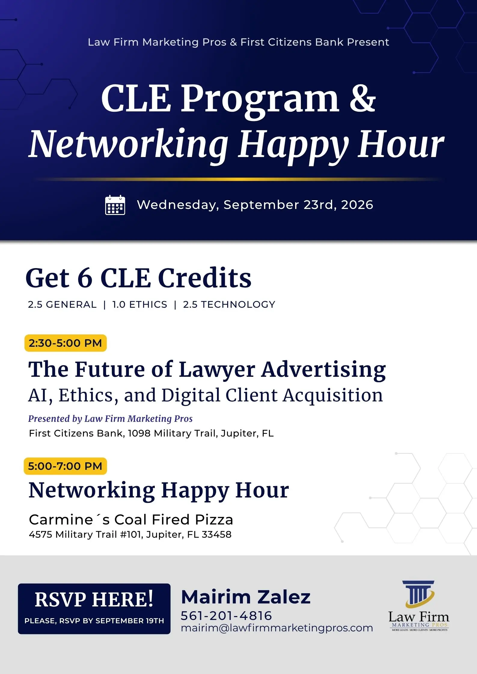 LFMP to Present 6-Credit CLE in Jupiter: AI, Ethics & Digital Client Acquisition 1 AGM CLE Lunch with First Citizen - LFMP Invitation