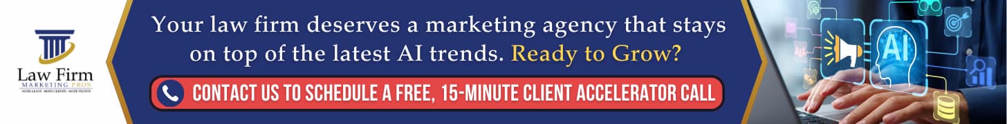 Don't Enter 2026 Without These 5 Things in Your Law Firm Marketing Strategy 1 Your law firm deserves a marketing agency that stays on top of the latest AI trends. Ready to Grow
